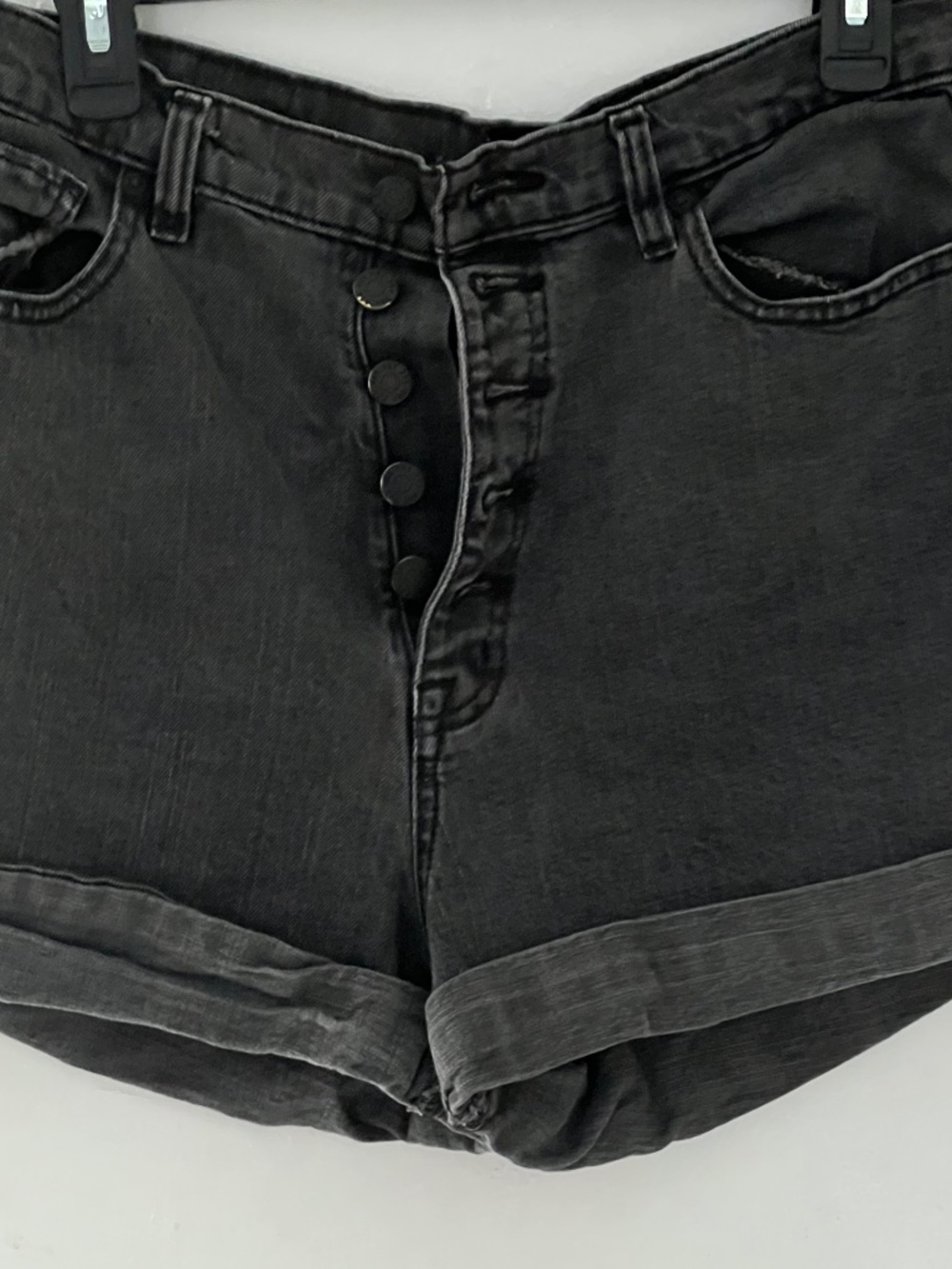 BDG Washed Black Denim Button Fly Mom Shorts Size 31